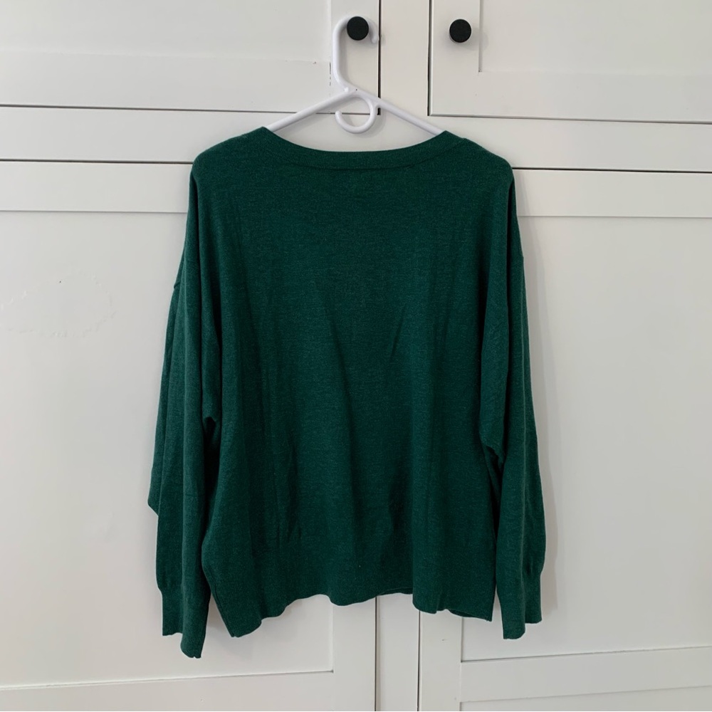 A New Day Green V Neck Sweatshirt Size XXL - Picture 8 of 10